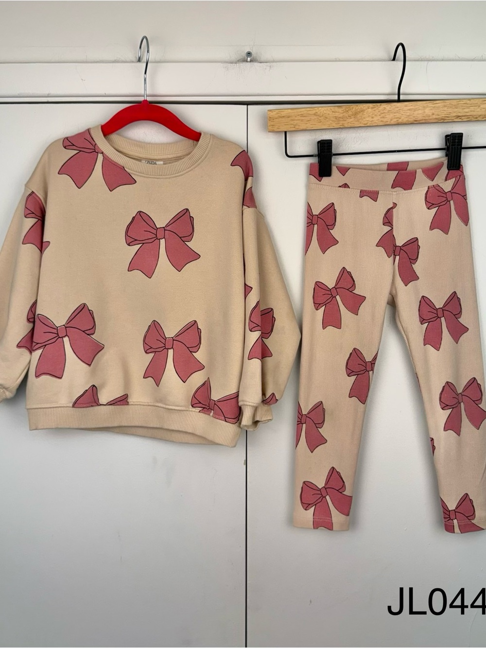 Zara Kids Pink Bow Sweatshirt Leggings 2 Piece Set 4Y 104